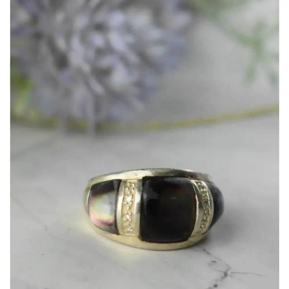 925 Sterling Silver Mother OF Pearl Ring Size 8